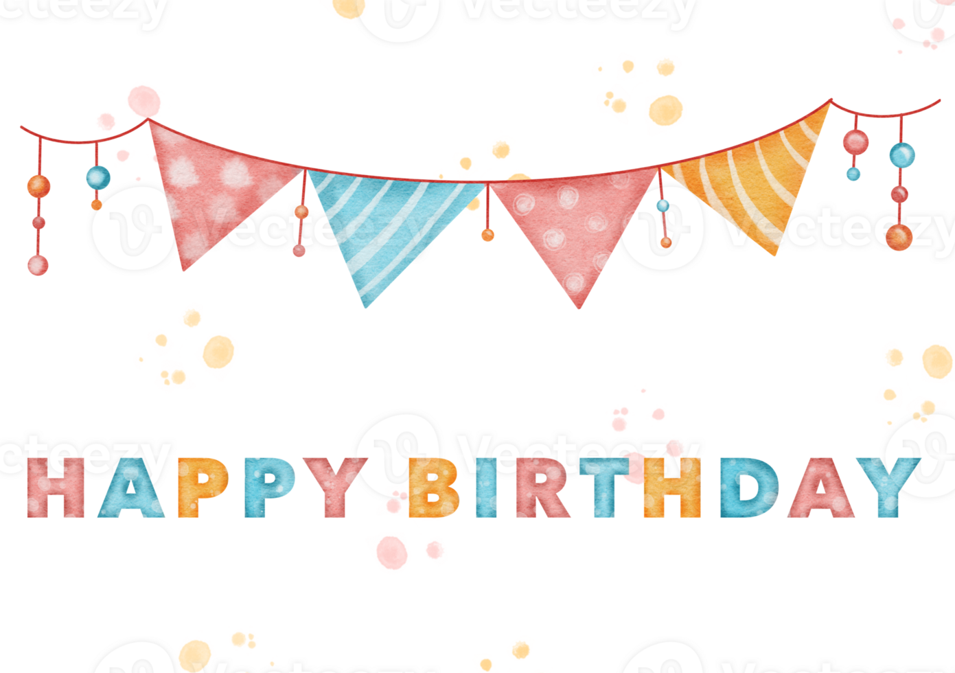 Creative Watercolor Birthday Card Design with Abstract Patterns, Trendy Style, and a Joyful Message png