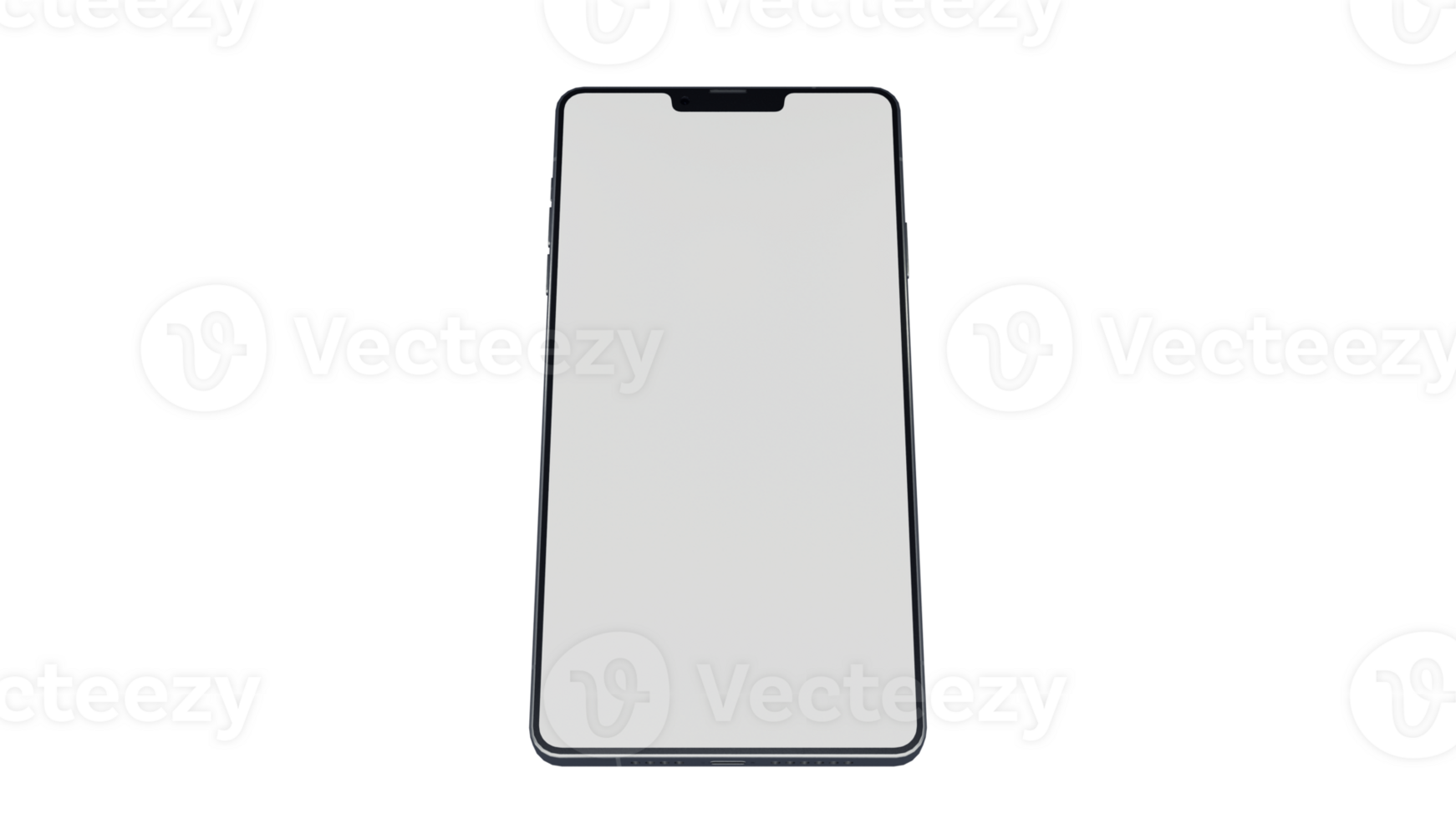 Blank Screen Smartphone Perspective View Mockup 3d Rendering Rotated by Minus 25 Degrees on the Y Axis. View from top png