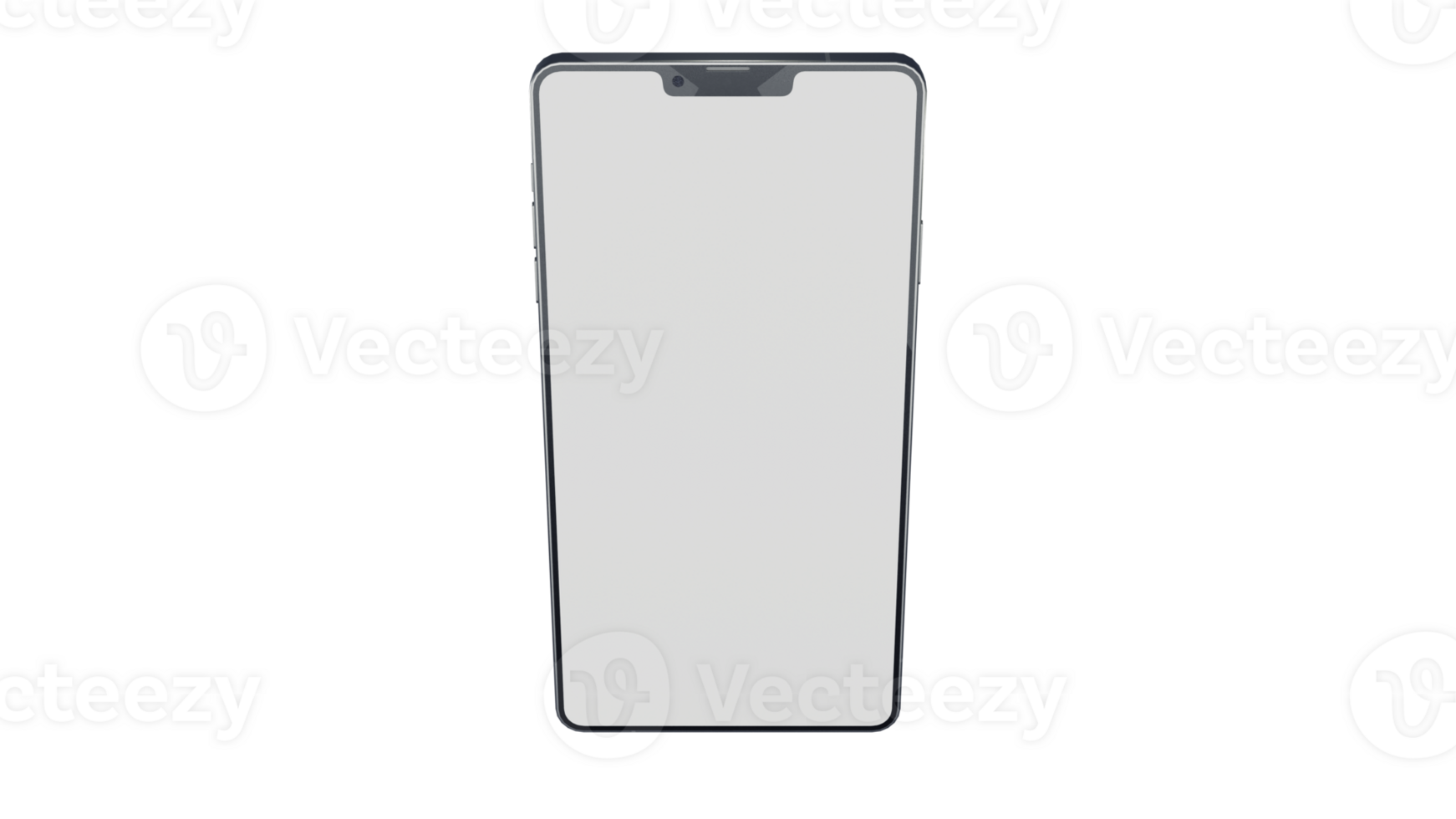 Blank Screen Smartphone Perspective View Mockup 3d Rendering Rotated by 25 Degrees on the Y Axis. View from top png