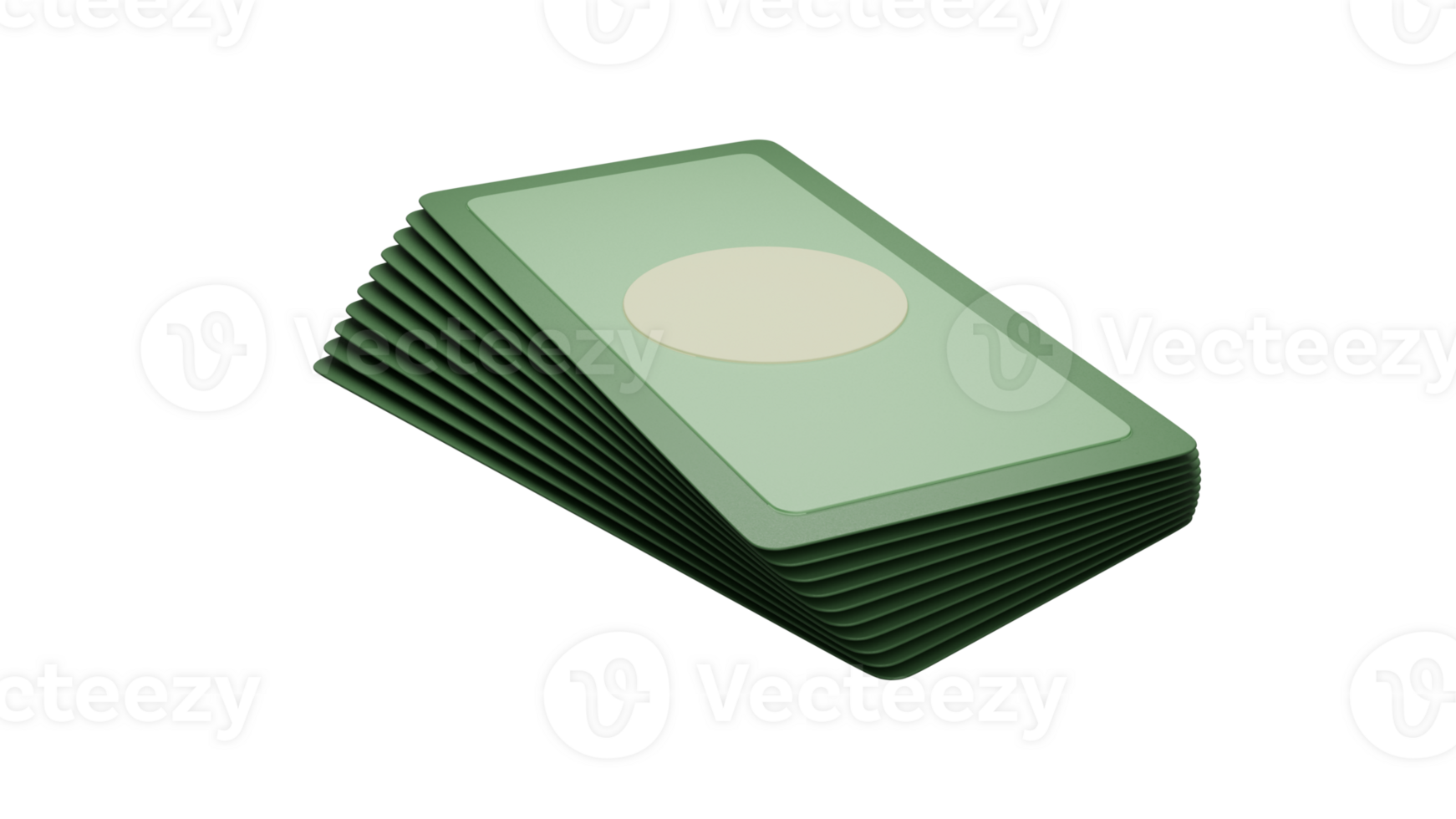 3D rendering of a pile of green banknotes. Cash money Illustration png
