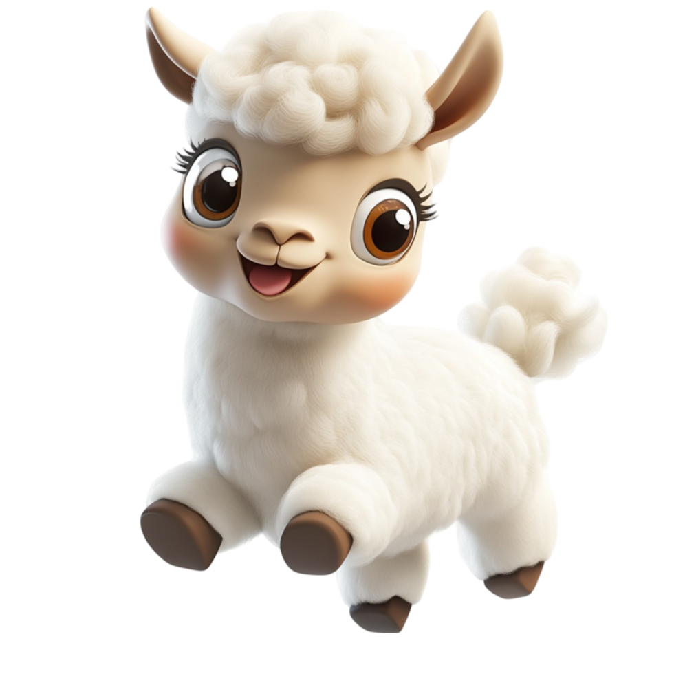 A cute llama with big eyes and a big smile png