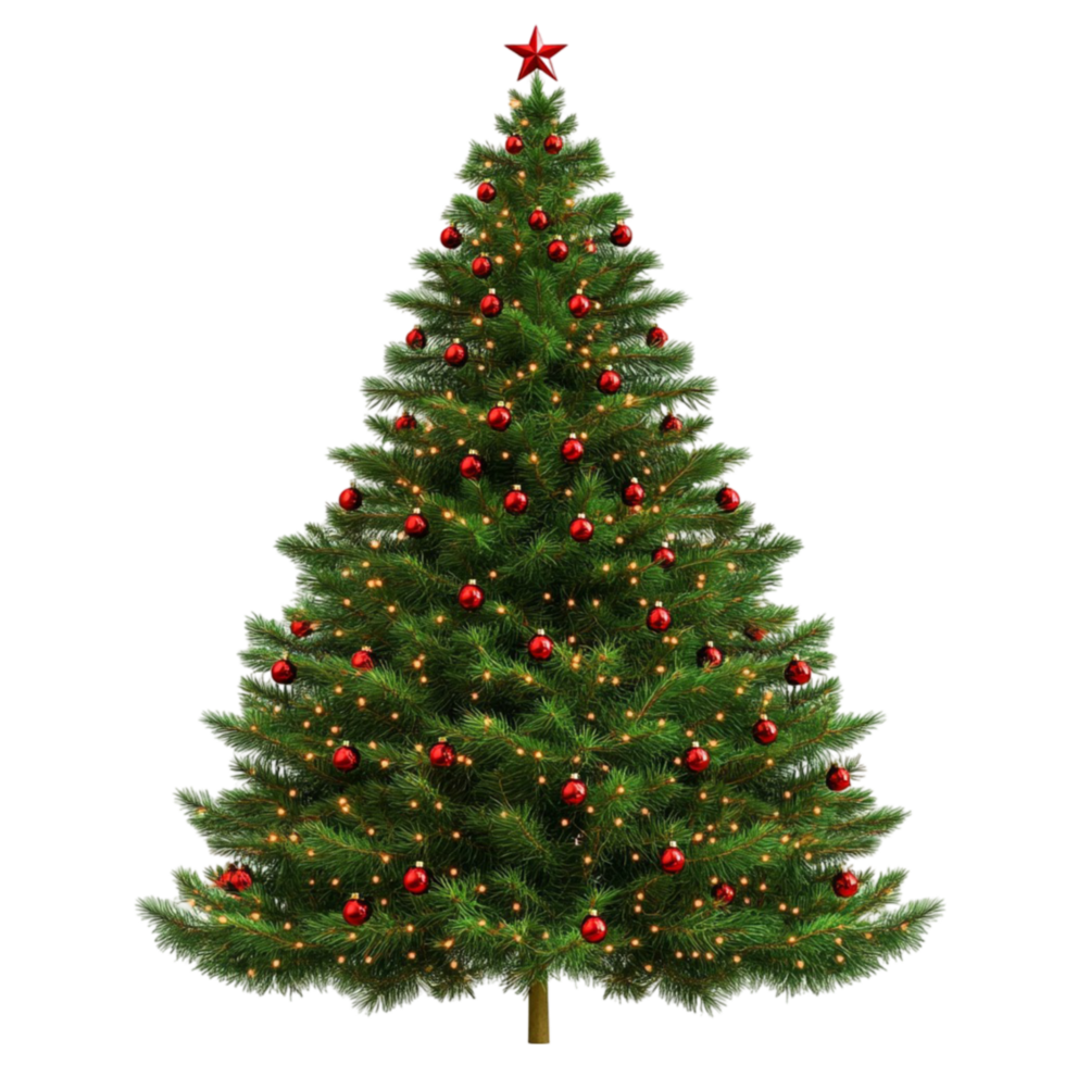 A christmas tree with red balls on it png