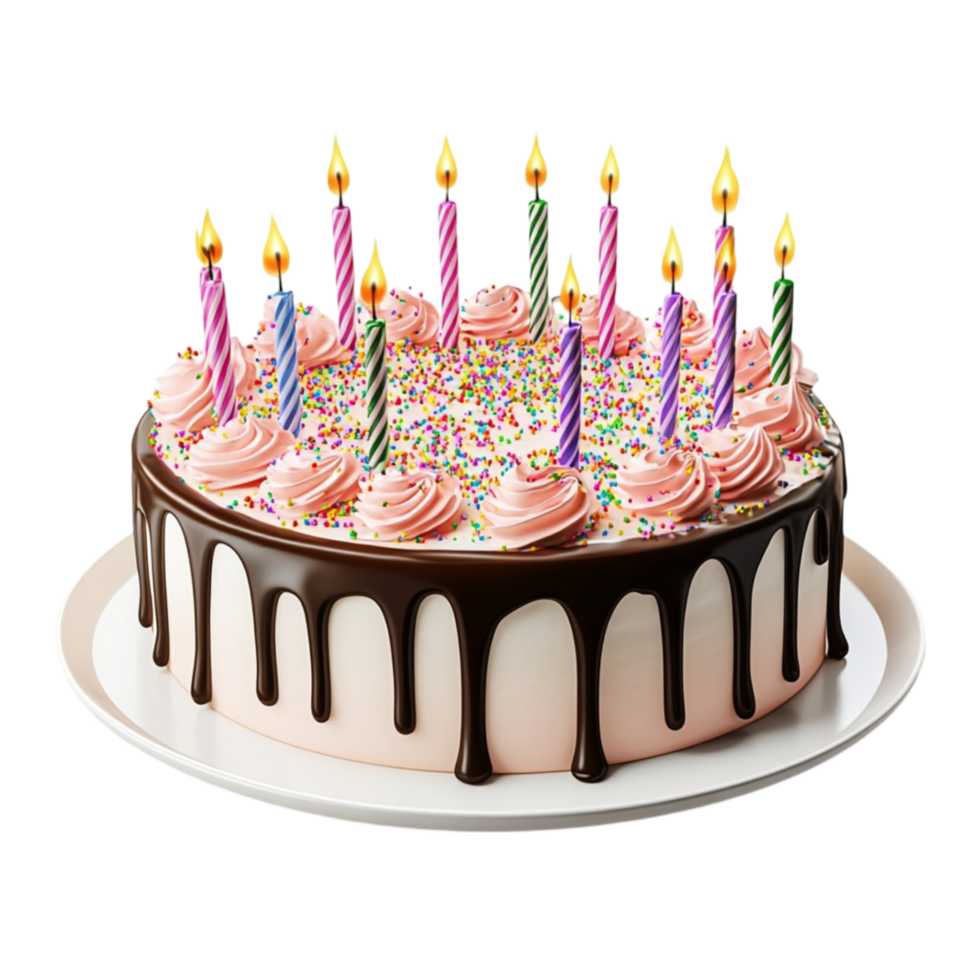 A birthday cake with candles on it png