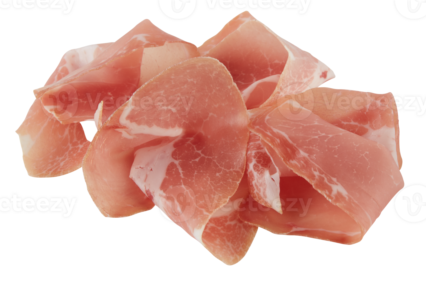 Fresh smoked bacon cut out isolated transparent background png