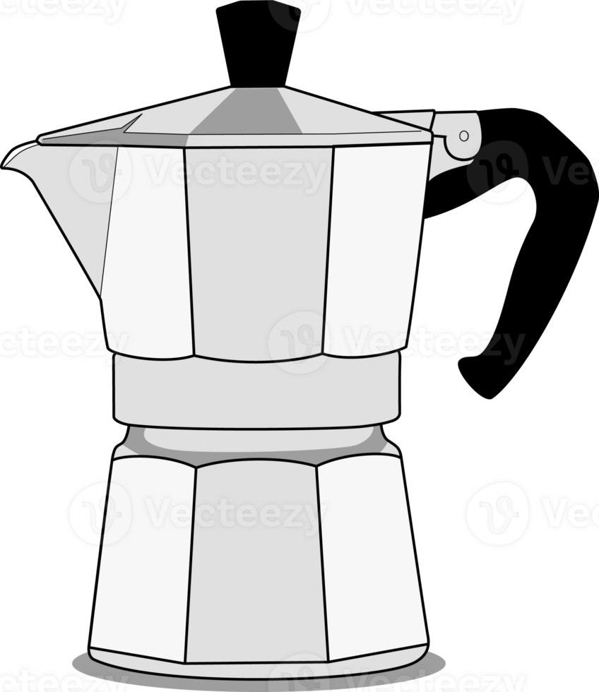 illustration of moka pot isolated on transparent background, icon symbol for design element, coffee shop, cafe, restaurant, print, cover, poster. graphic design object no people. png