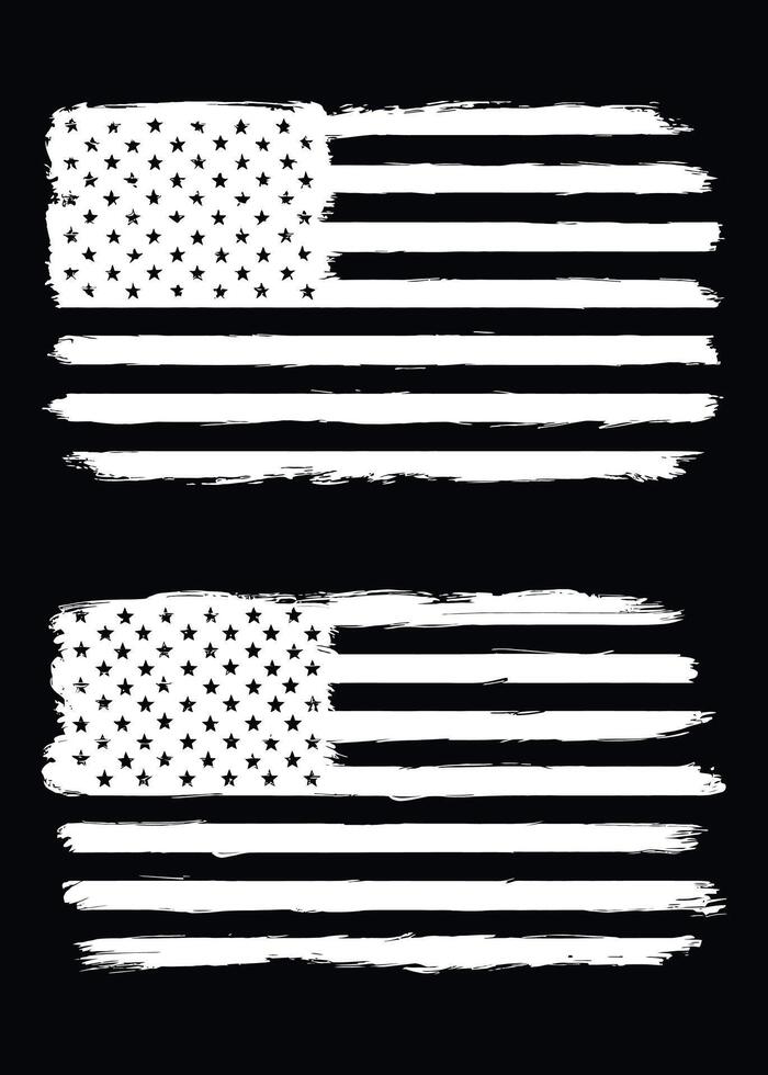 American flag. Distressed flag of the United States of America Bundle vector