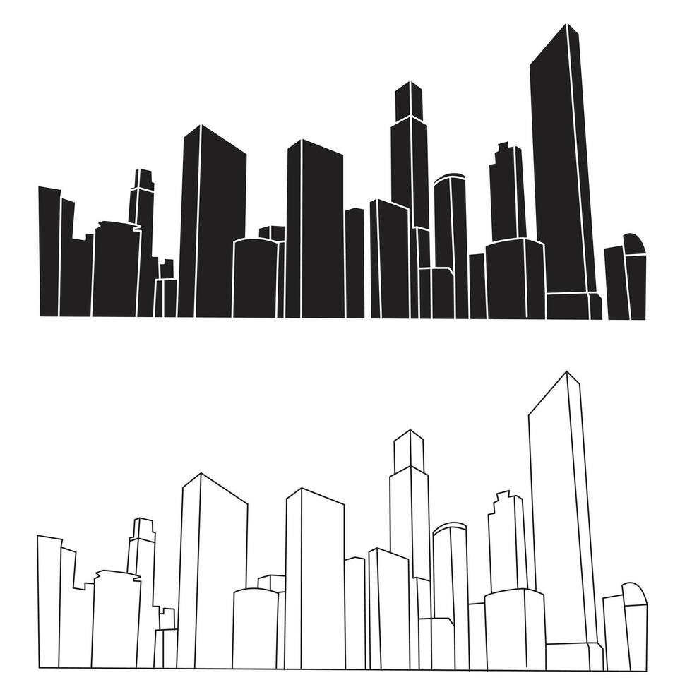 city line art illustration vector