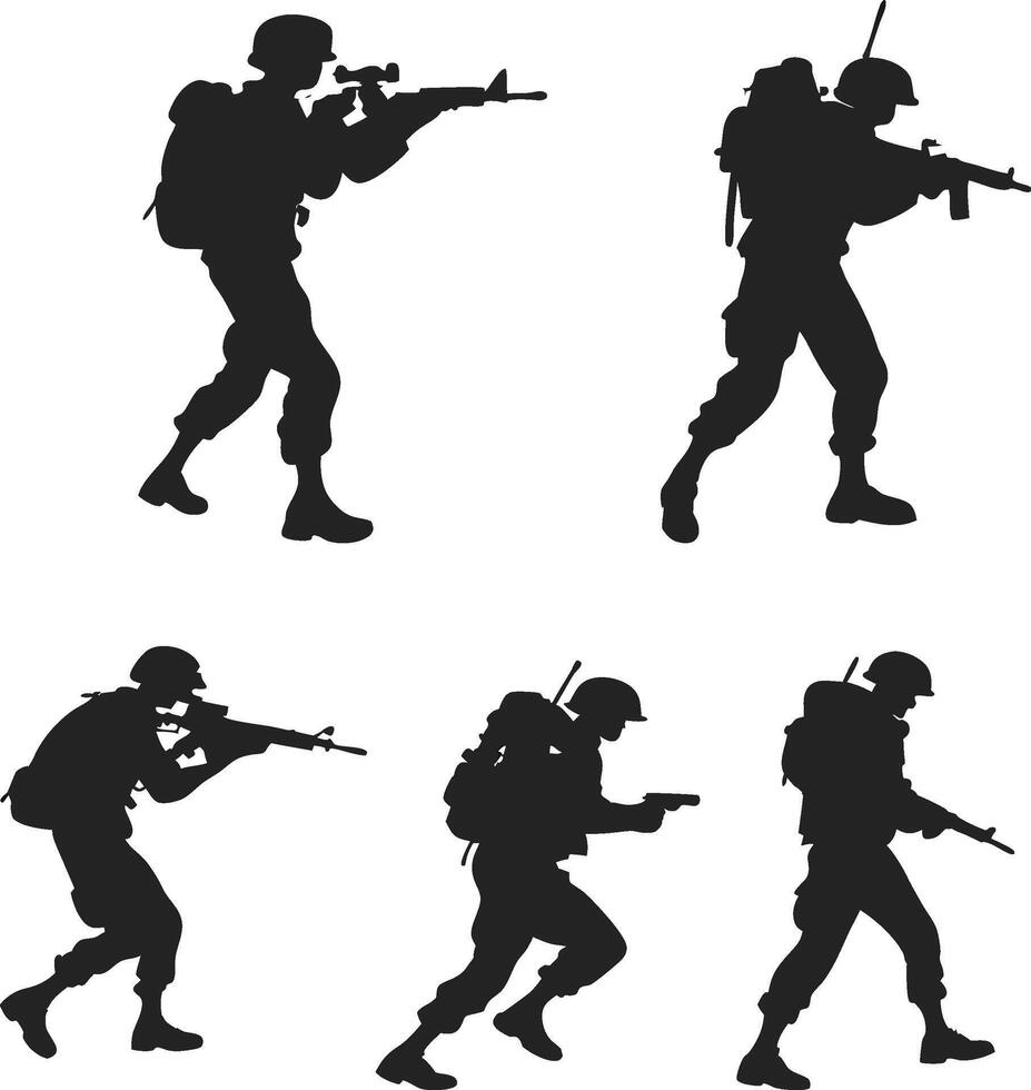 fighter silhouette set vector