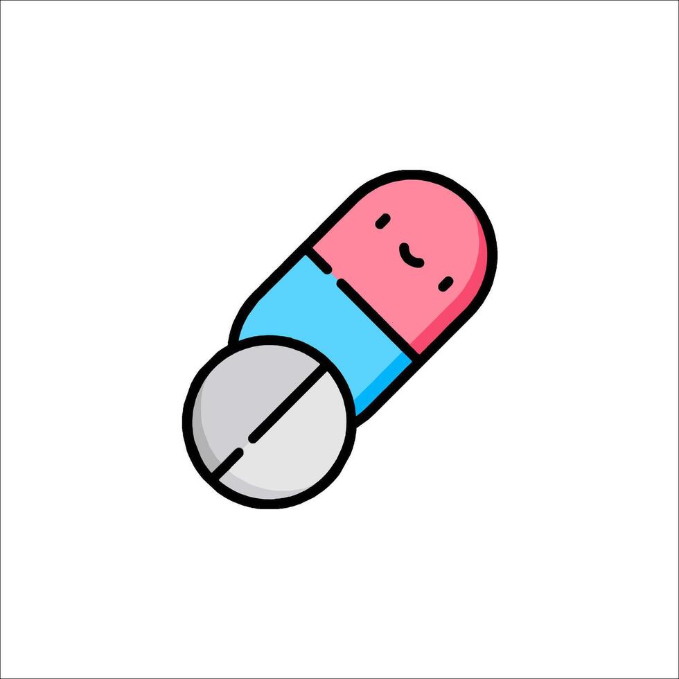 A cartoon pill with a smile on it vector