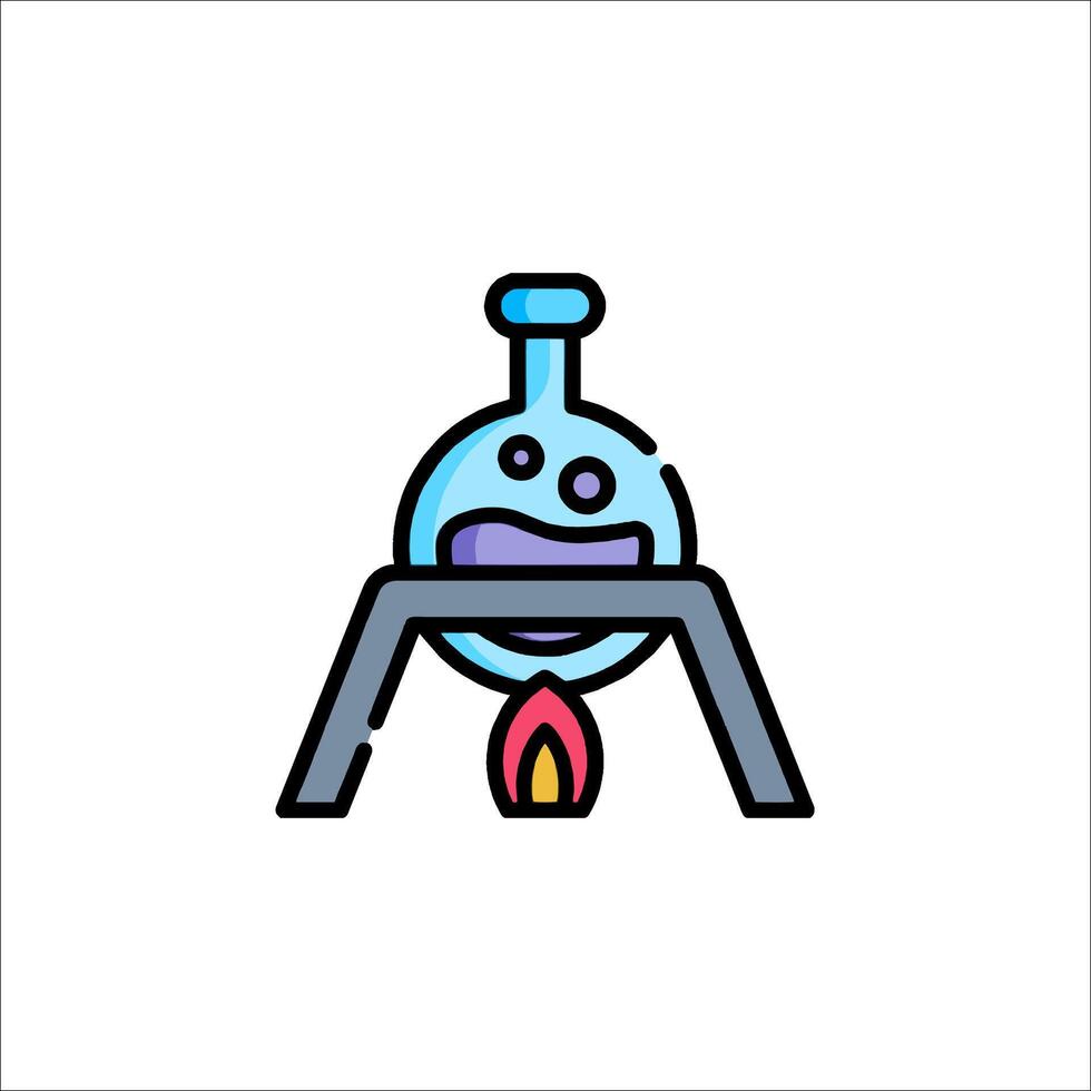 A laboratory flask with a candle on top vector