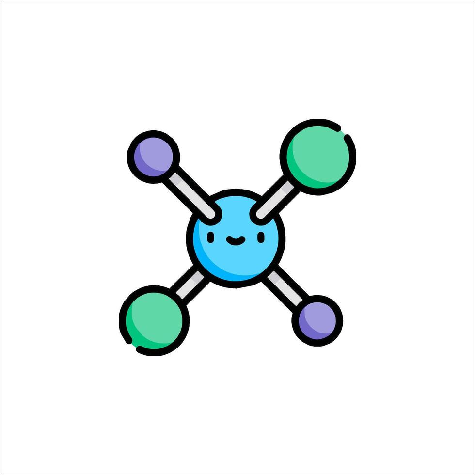A cartoon molecule with four balls on it vector