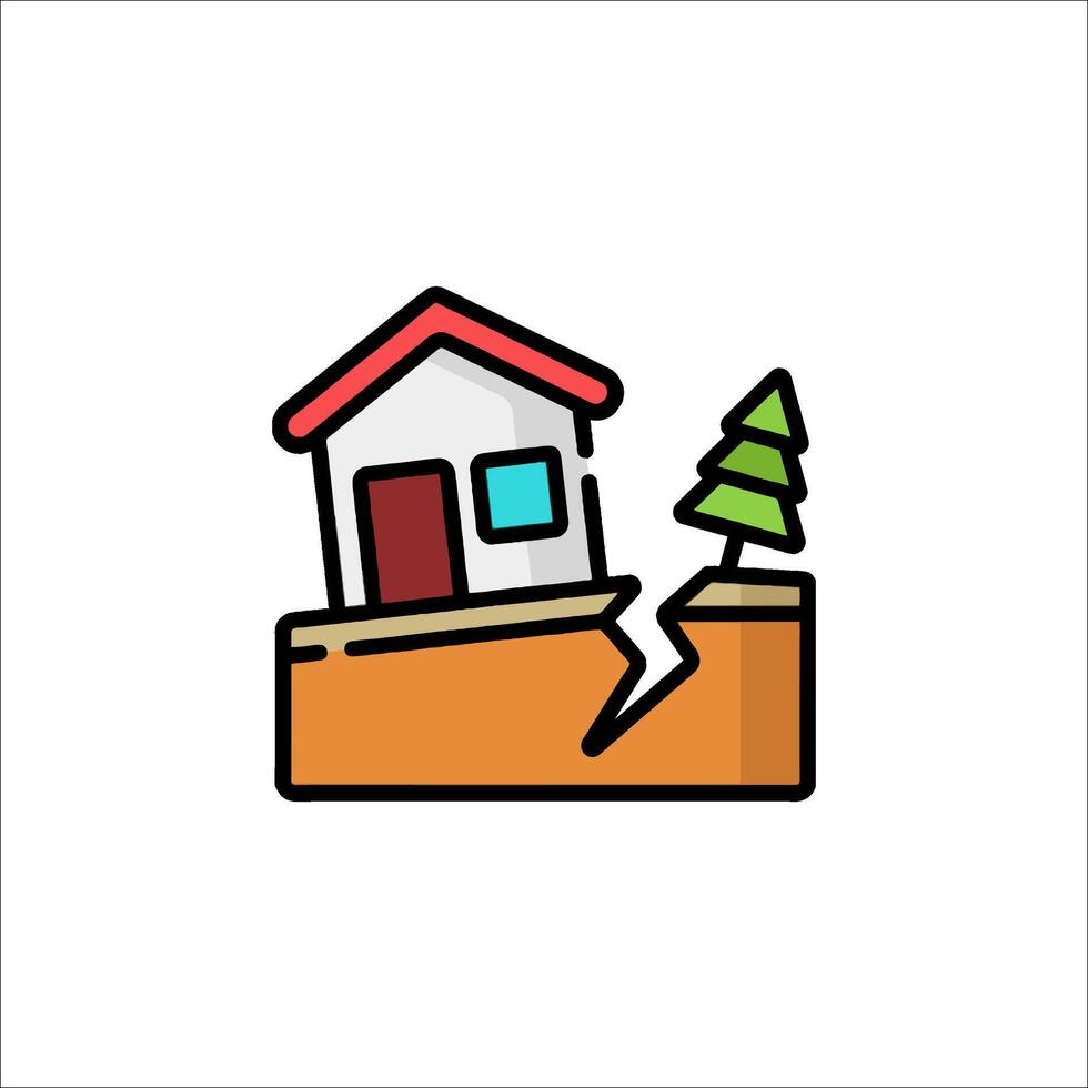 A house is falling into a hole in the ground vector