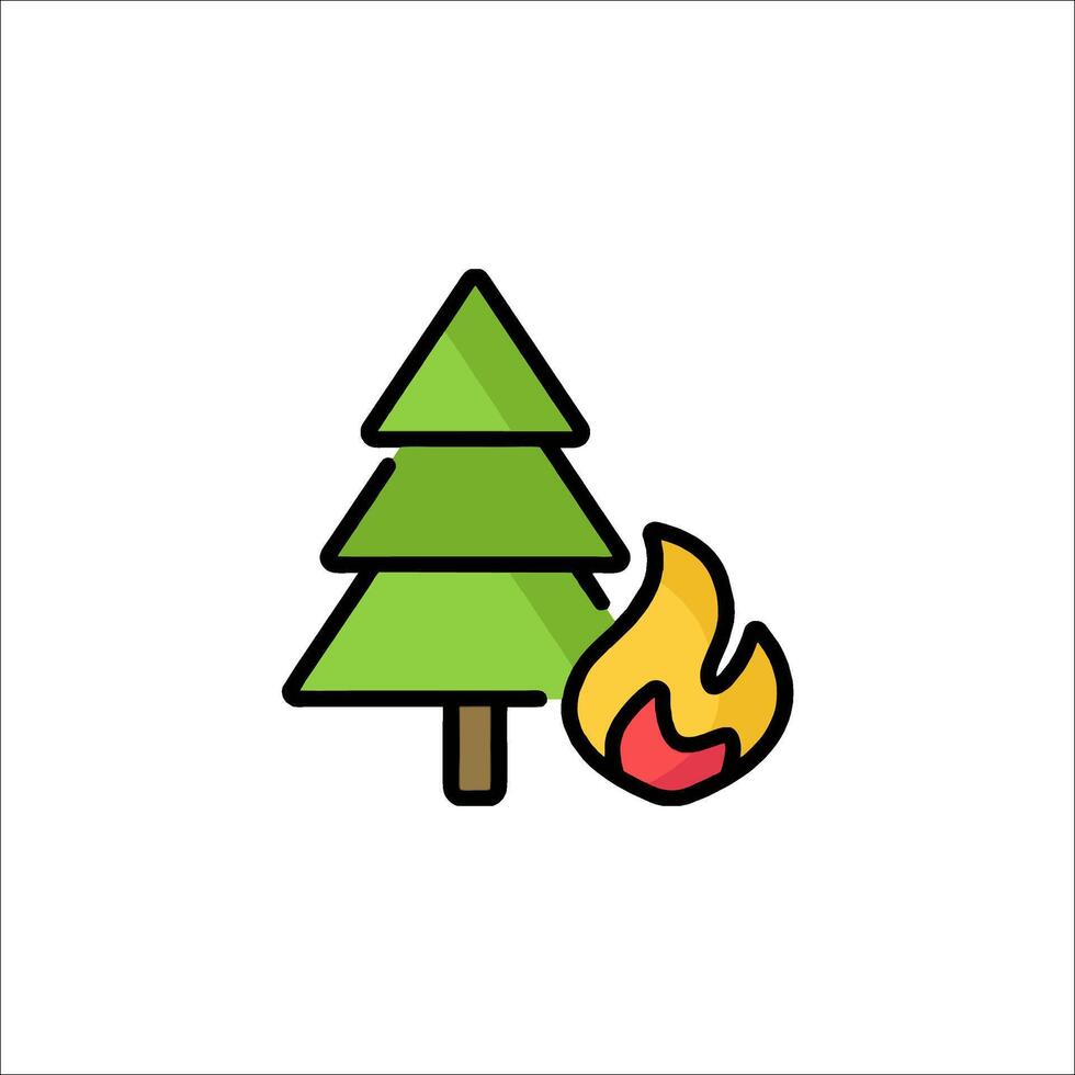 A campfire and a tree icon vector