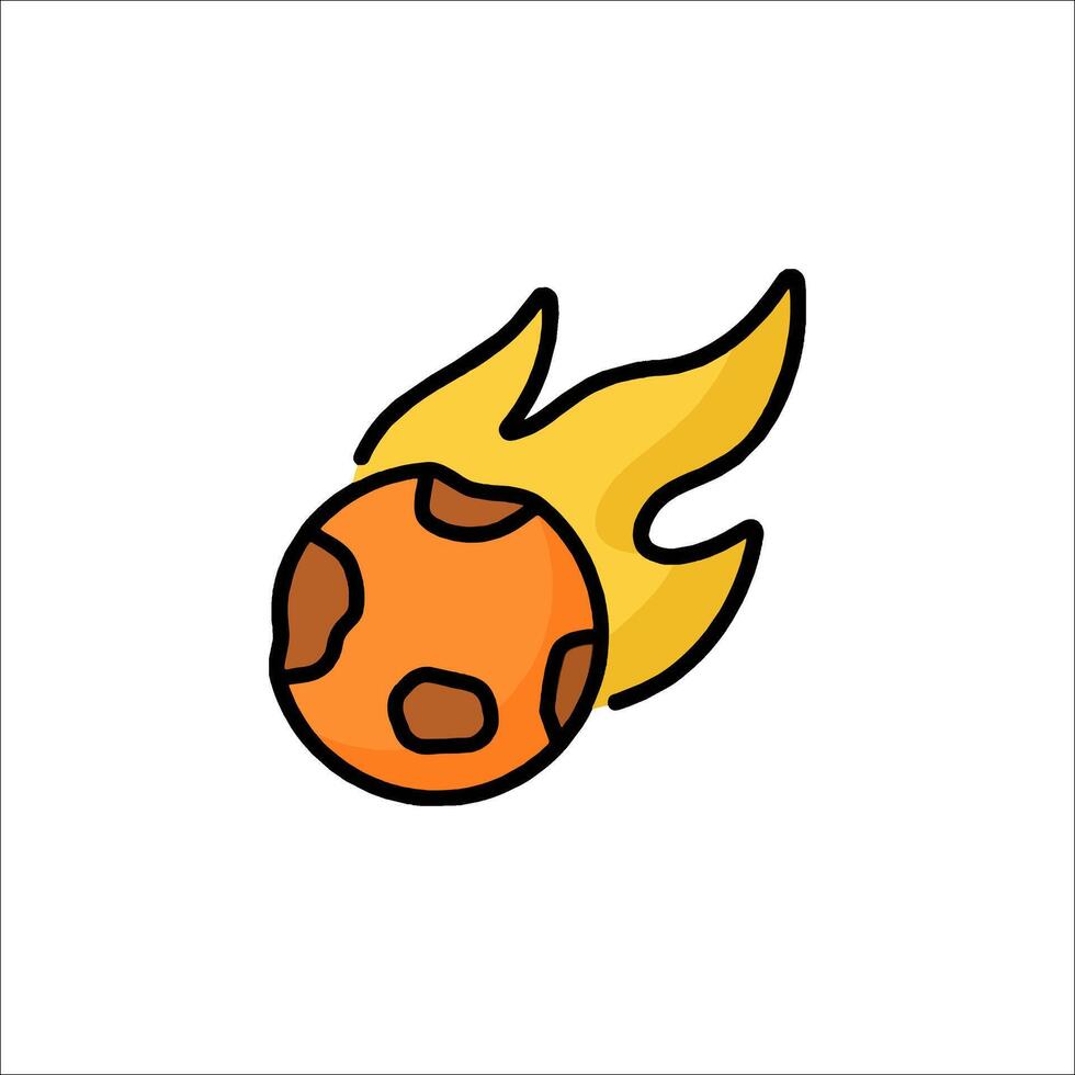 A cartoon orange ball with a fire on it vector