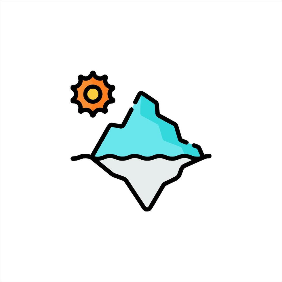 Iceberg with sun icon vector