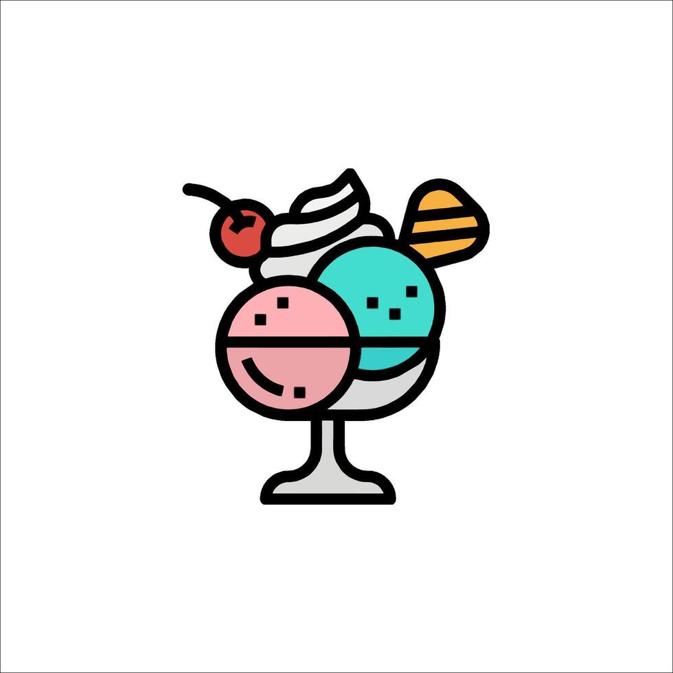 Ice cream sundae icon illustration vector