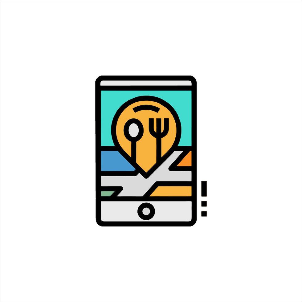 A phone with a fork and knife icon vector