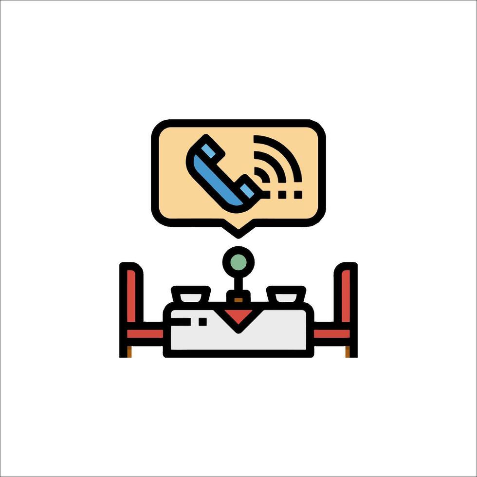 A phone call icon with a phone and a computer vector