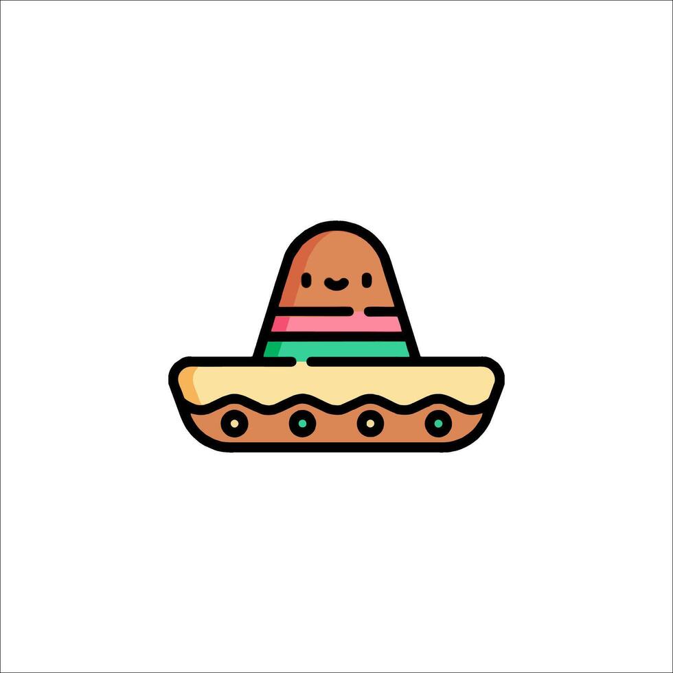 A cartoon sombrero with a smiley face on it vector