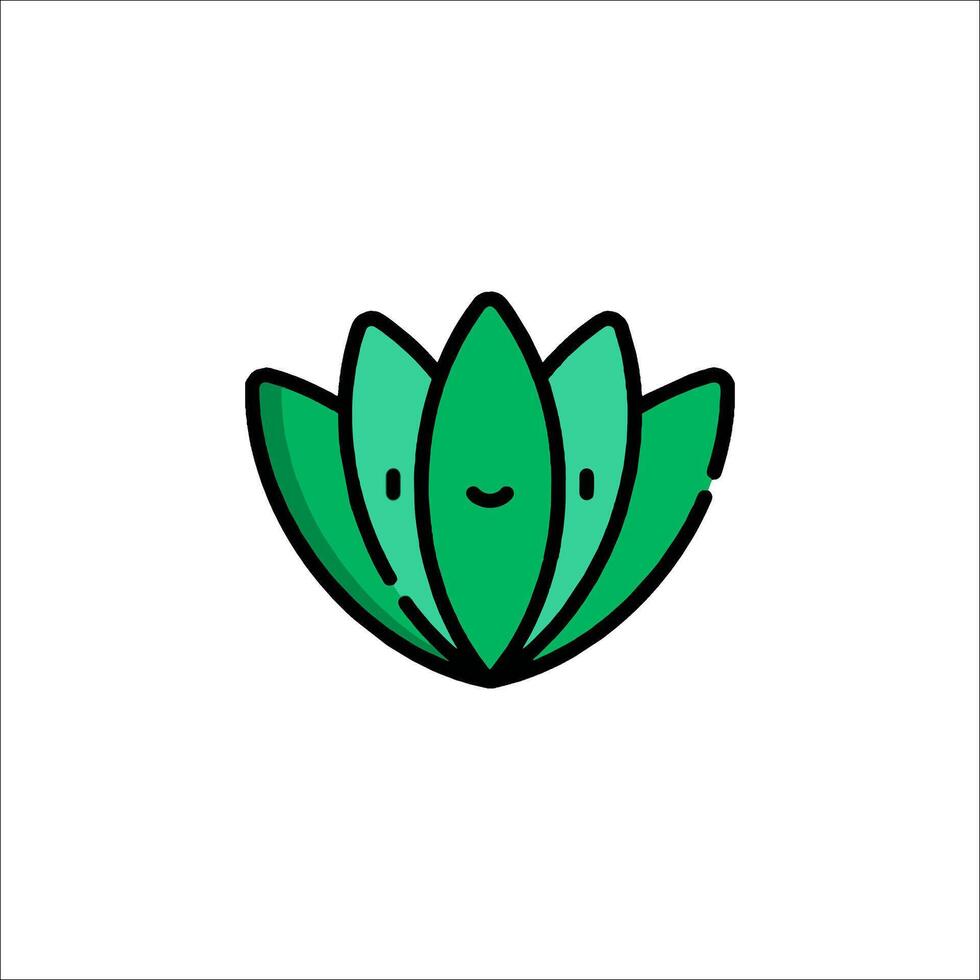 A green plant with a smiley face on it vector