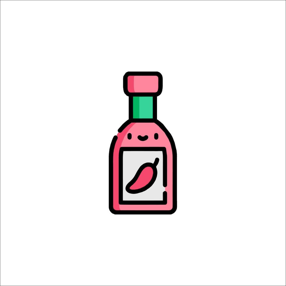 A bottle of hot sauce with a red chili pepper vector