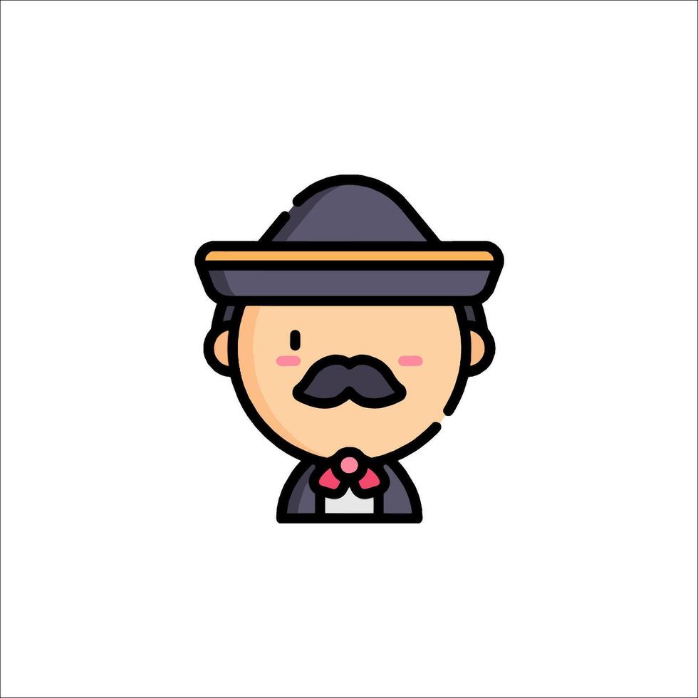 A cartoon man with a mustache and bow tie vector
