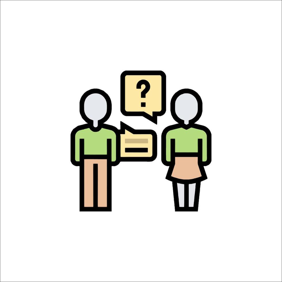Two people talking with question marks over their heads vector
