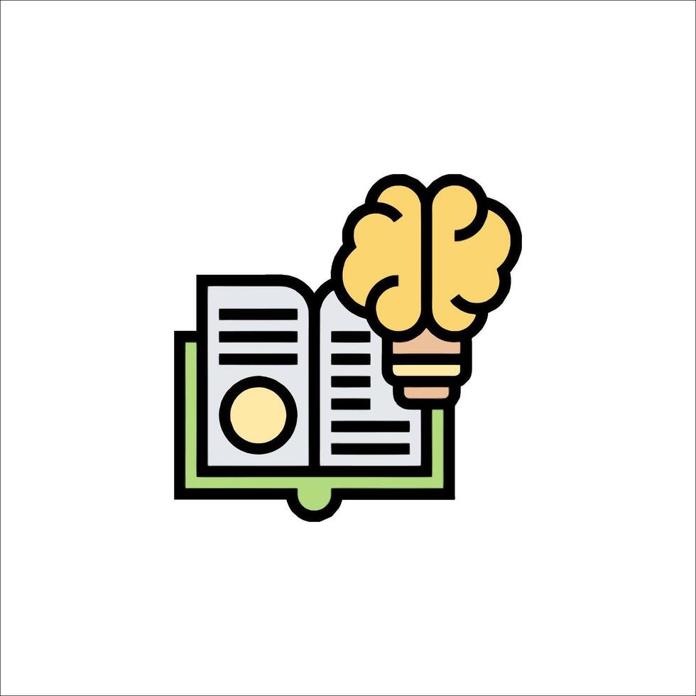 An icon of a book with a light bulb on top vector