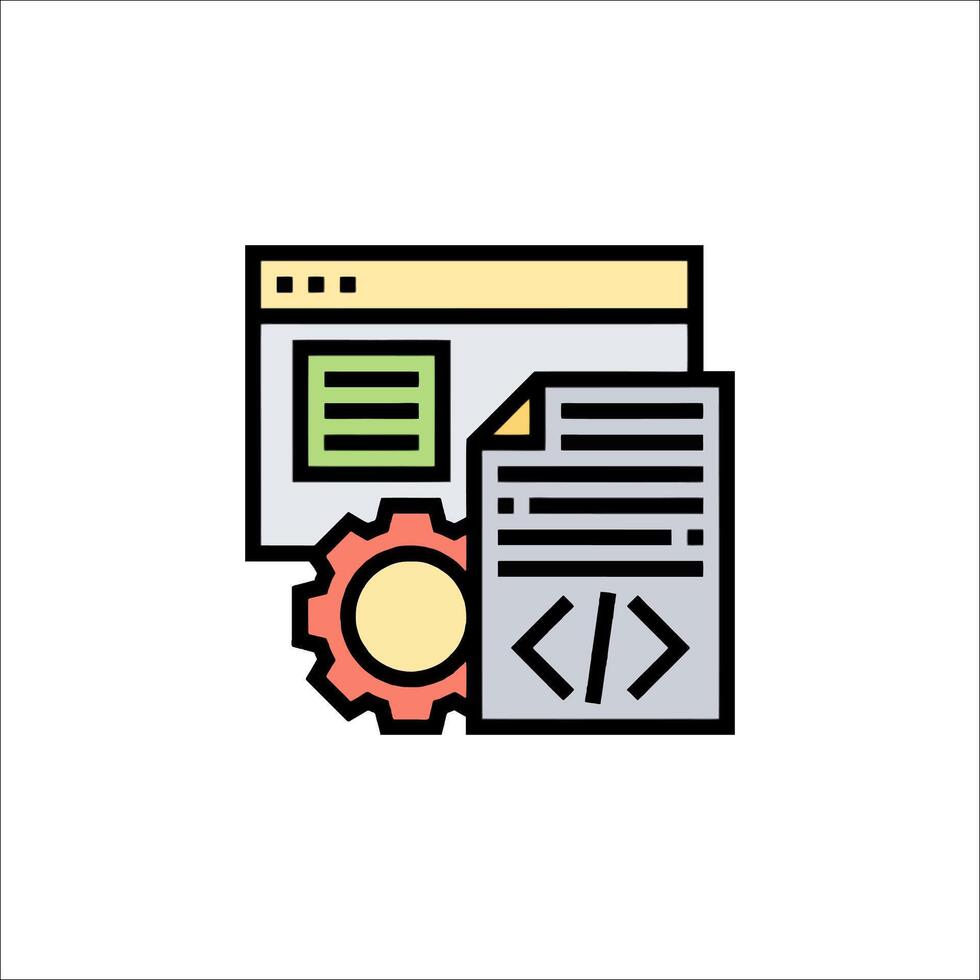 A flat icon of a computer and a document vector
