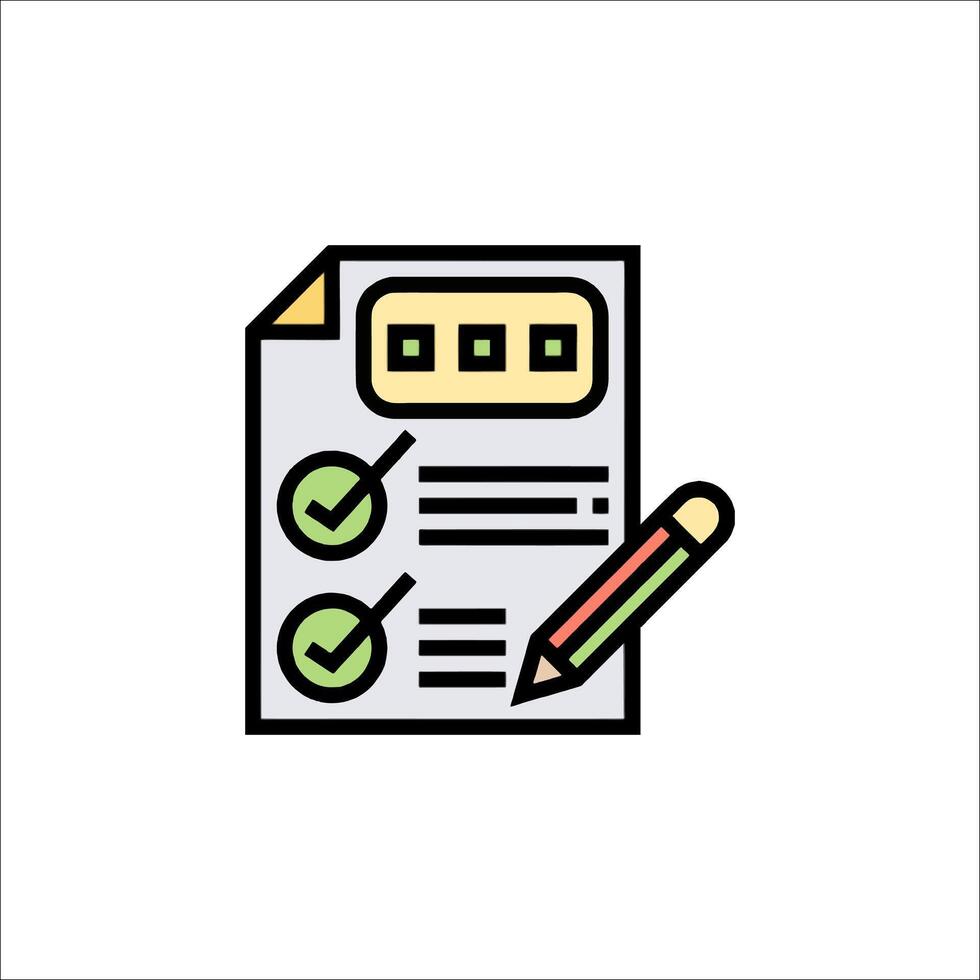 A check box and a pencil on a paper vector