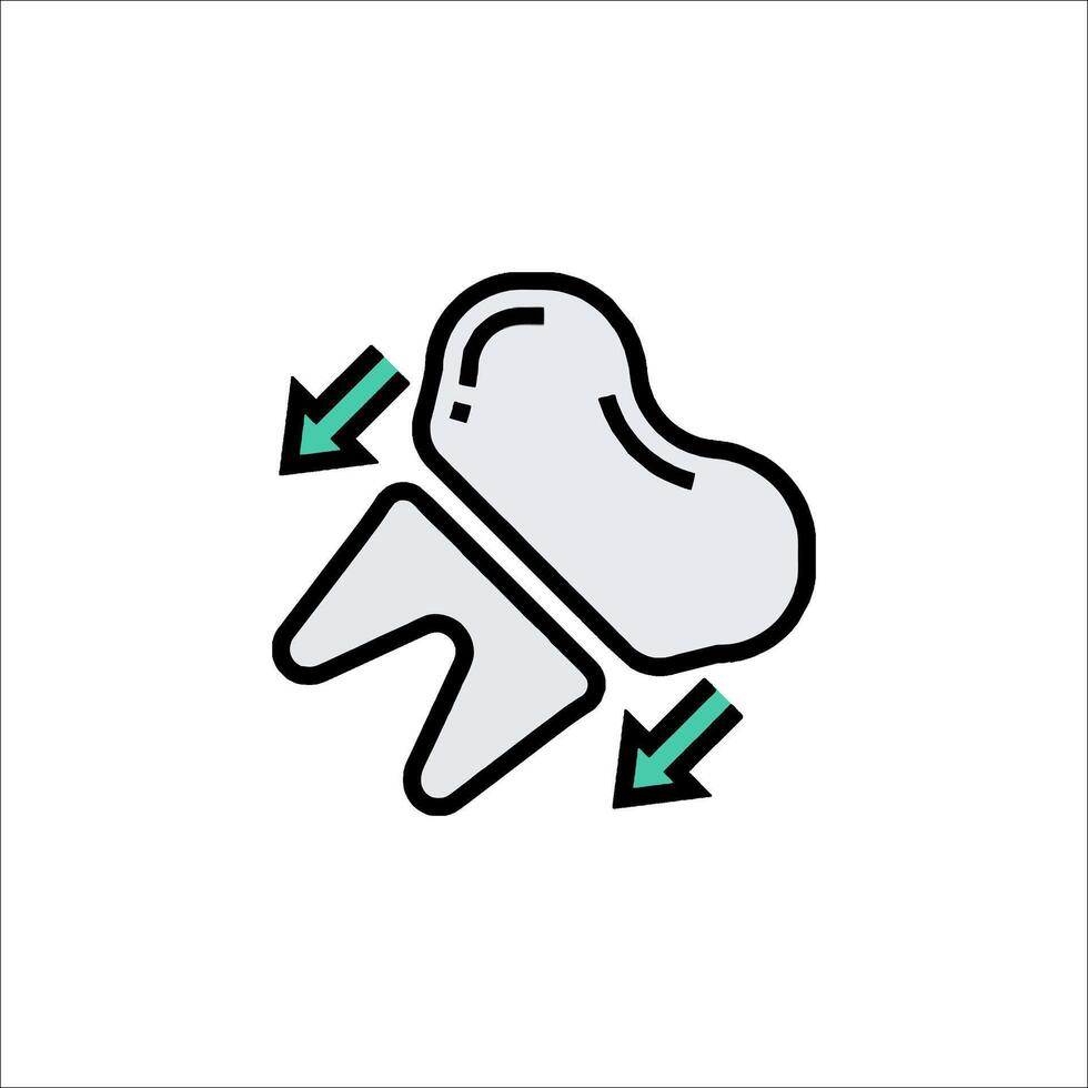 A tooth with a green arrow pointing to the right vector