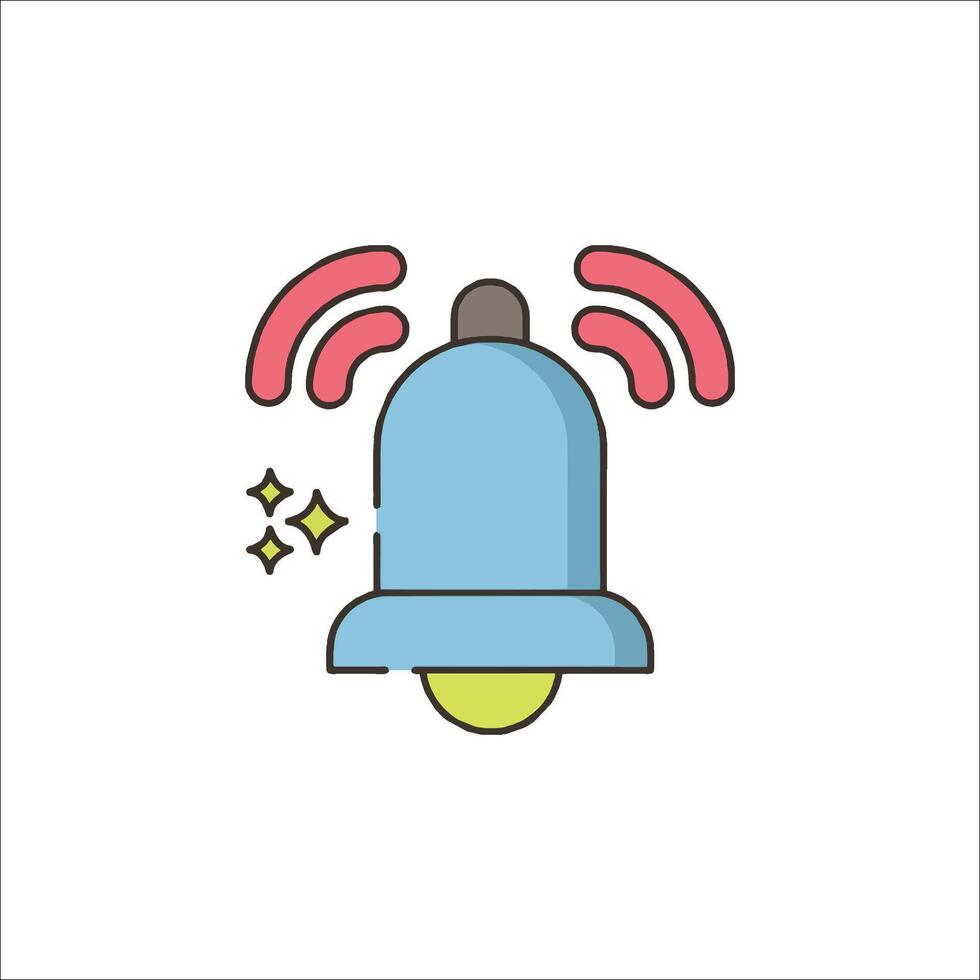 A bell icon with a light on it vector