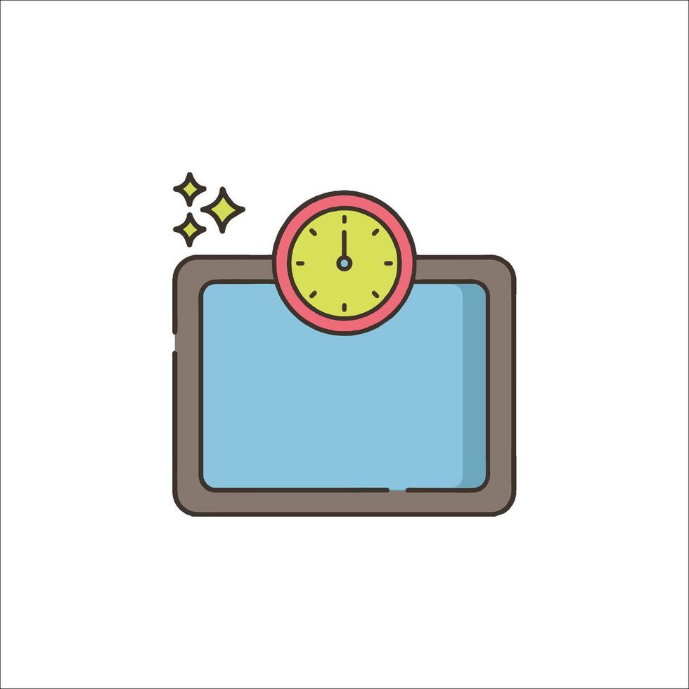 A clock and a tablet computer icon on a white background vector