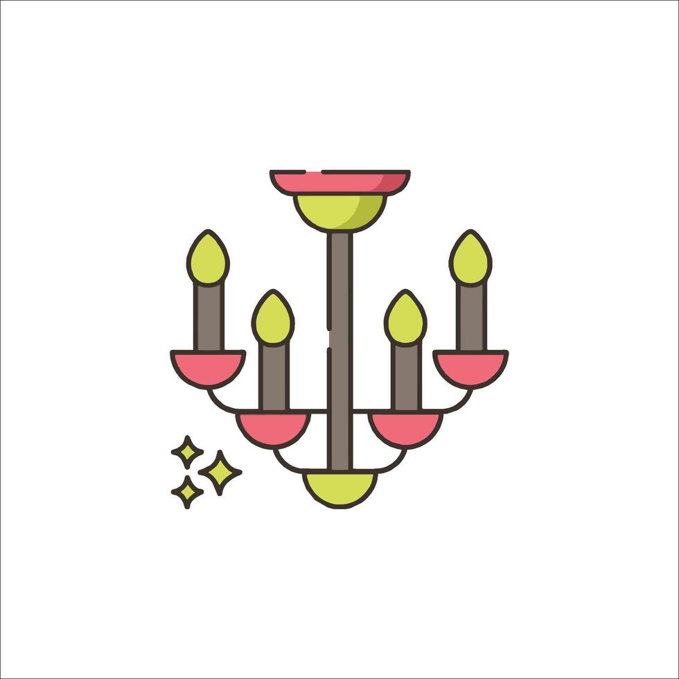 A chandelier with three candles on it vector