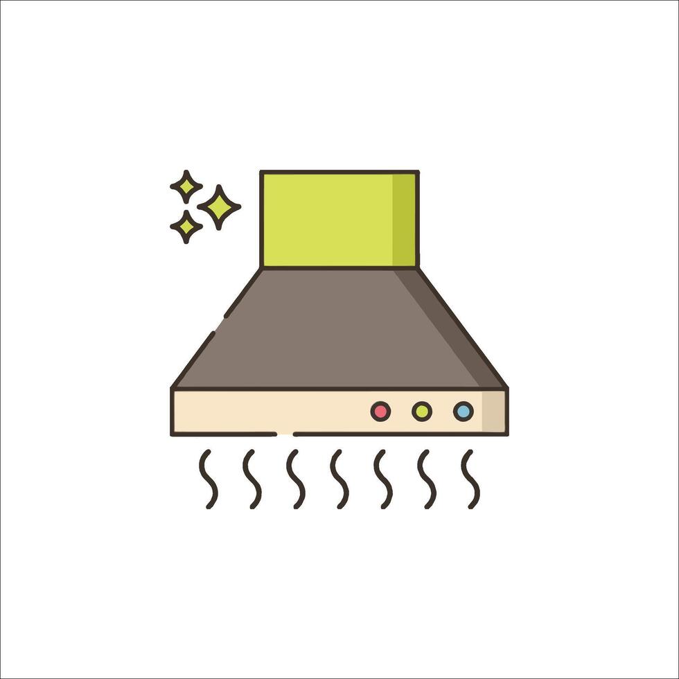 A kitchen stove with a green and yellow color vector