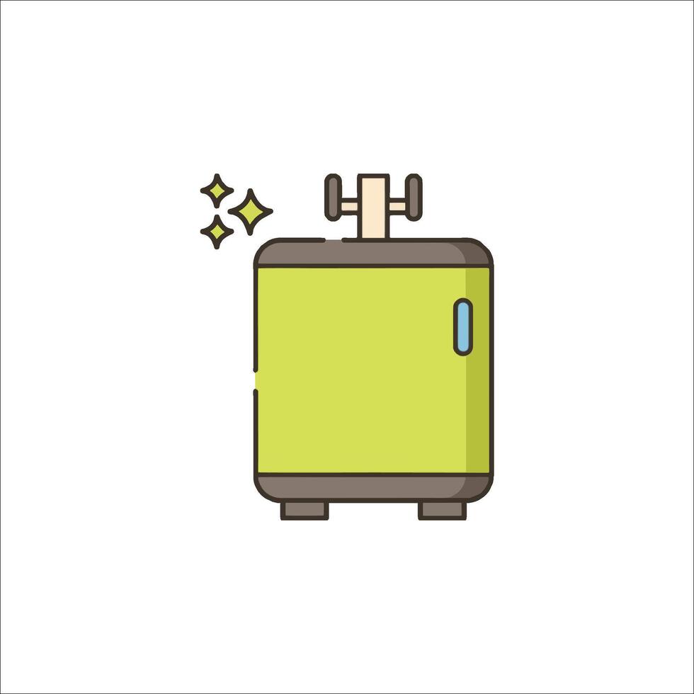 A green suitcase with a handle on it vector