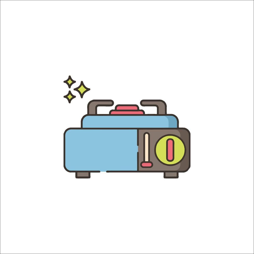 A small portable electric stove with a light on it vector