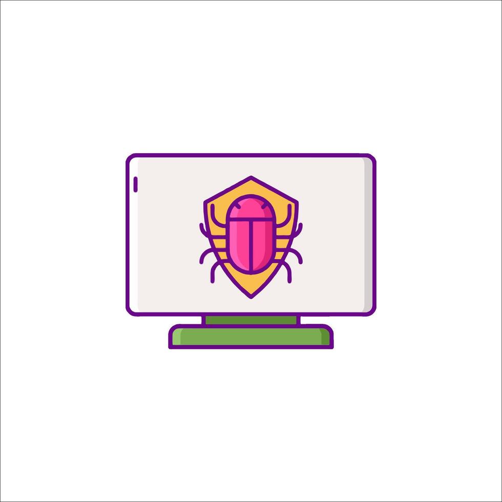 A computer screen with a bug on it vector