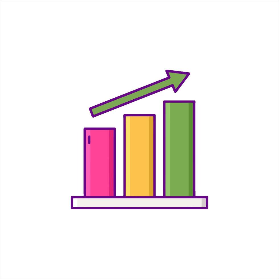 An icon of a bar chart with an arrow going up vector