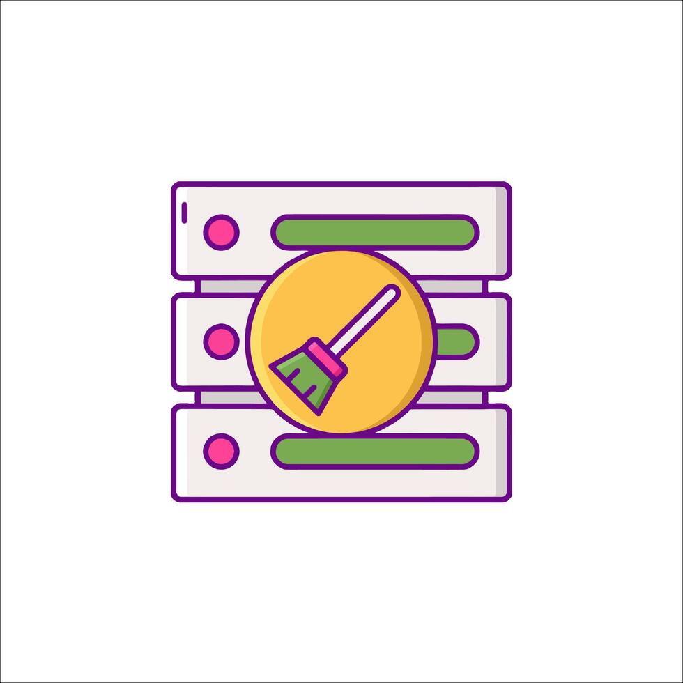 A server with a broom and a computer vector