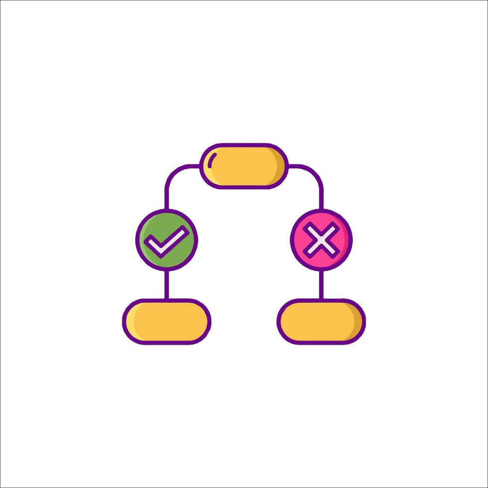 A line icon of a check mark and a cross vector