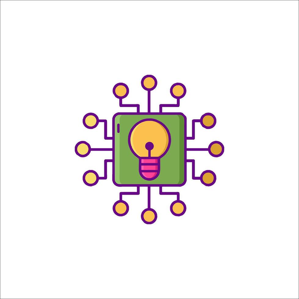 A light bulb is shown in a square with a circuit board around it vector
