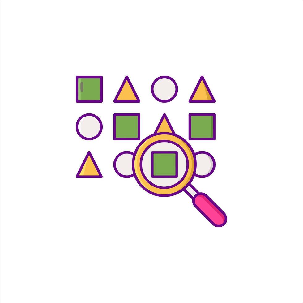A magnifying glass is in front of a colorful pattern vector