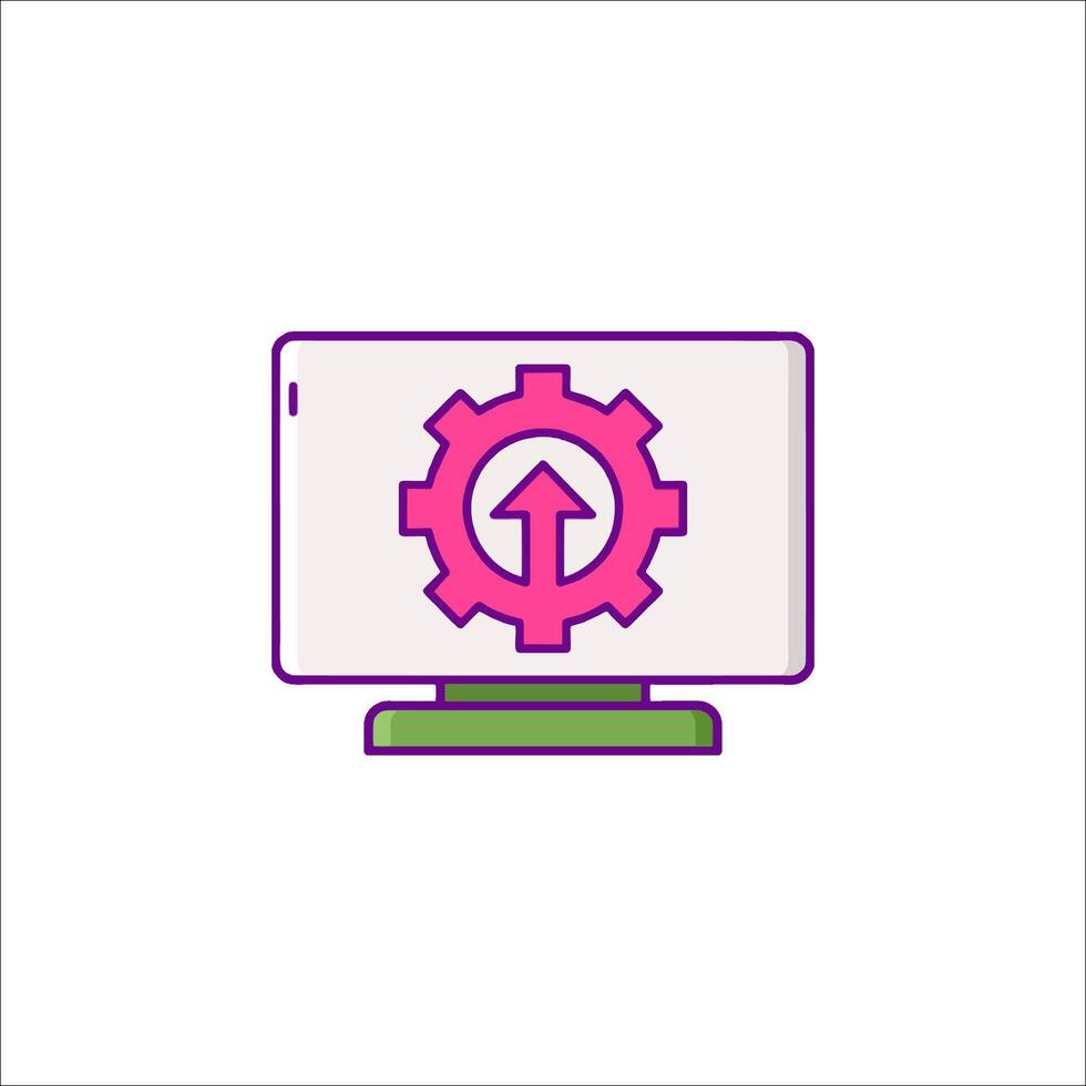 A computer with an arrow pointing up on it vector