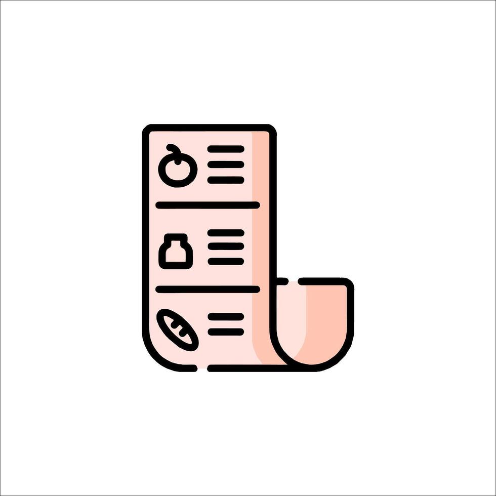 A line icon of a paper with a pen and a pencil vector