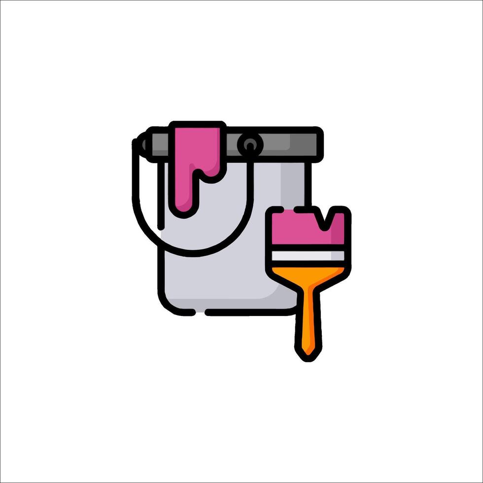 A paint bucket and paintbrush icon vector
