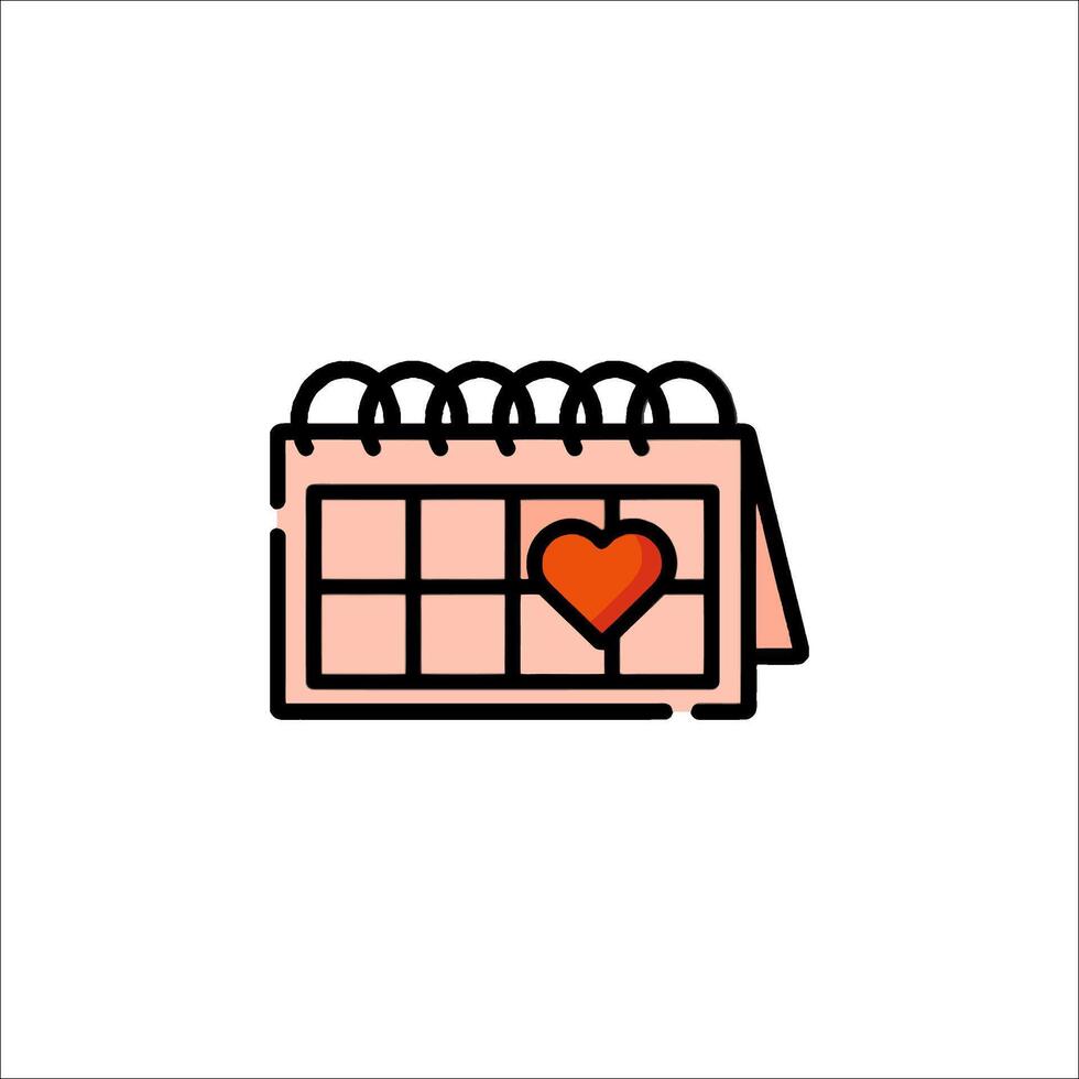 A calendar with a heart on it vector