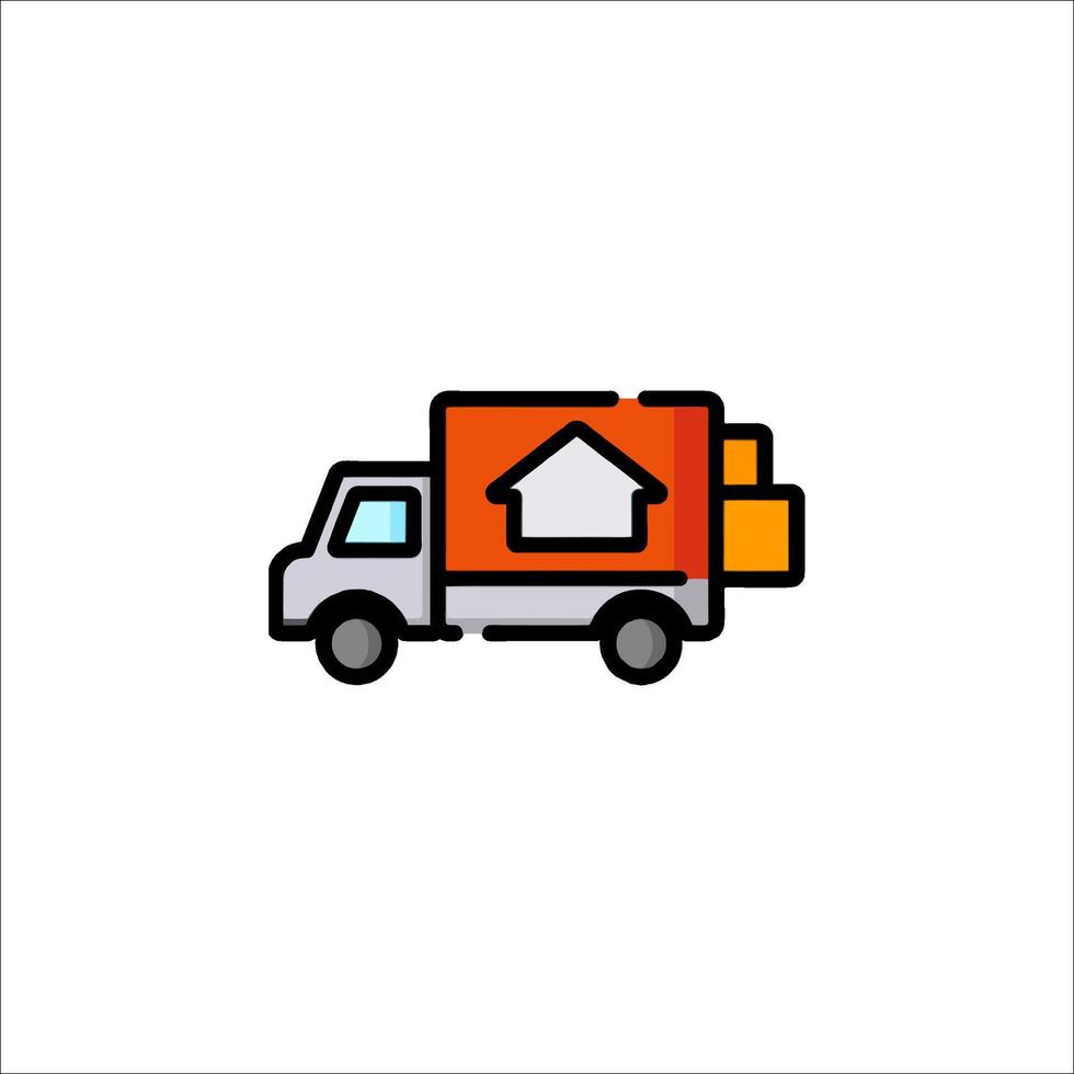 A moving truck icon on a white background vector