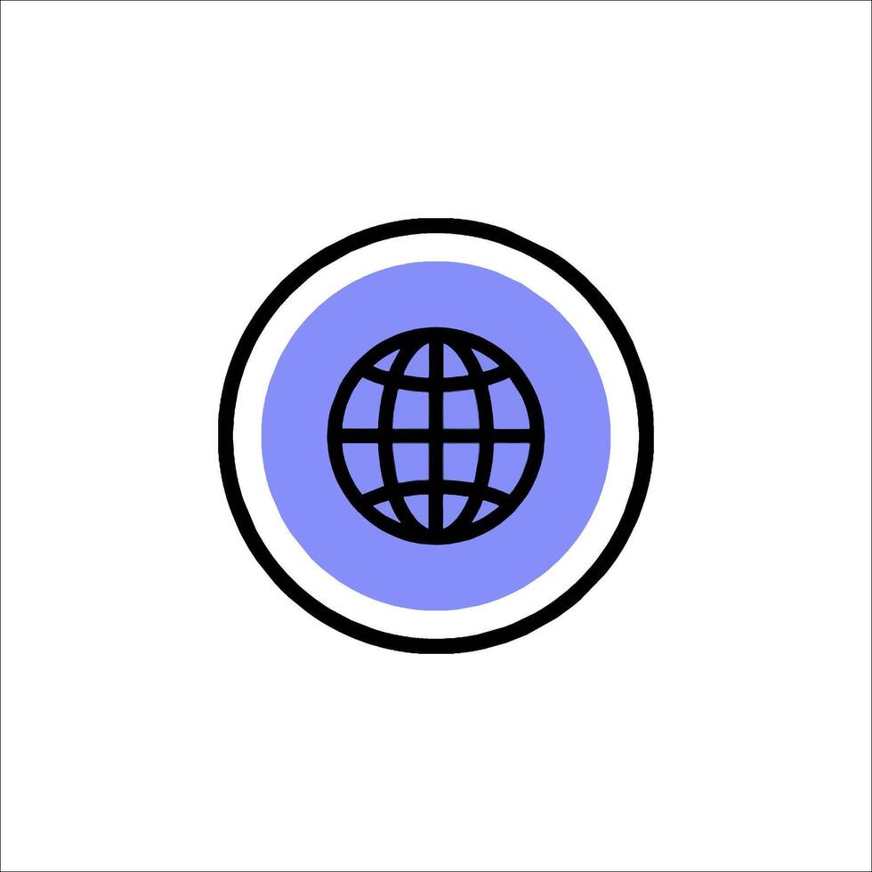 A globe icon in a circle on a white background vector