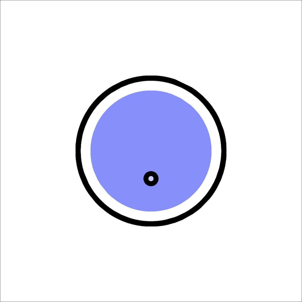 A blue circle with a black dot in the middle vector
